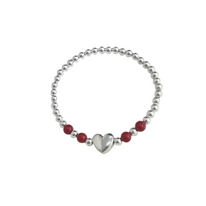 Yinruitai S925 Sterling Silver Heart Charm <b>Bracelet</b> For Women Everyday Wear <b>Red</b> Bead Design - Product Image 5