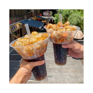 Bol à collation en plastique 32oz 1200ml avec paille, jetable, pour fêtes et événements, impression personnalisée, logo personnalisé, vente en gros - Product Image 3