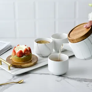 Chinese Tea Set Nordic Style Marbling Porcelain Tea Cup Set Coffe Mug Tea Set