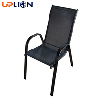 Chaise de jardin en métal au design moderne Uplion Chaise de patio empilable KD pour l'extérieur avec sling Accoudoir textilener pour salle à manger Parc Hall Uplion