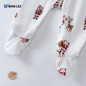 Toddler Christmas Romper Baby <strong>Santa</strong> Crawling Suit Ribbed 100 Percent Cotton Long Sleeve <strong>Onesie</strong> for Holiday - Product Image 4