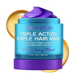 Mascarilla Capilar Morada Sin Sulfatos ni Parabenos, Hidratante, Neutraliza los Tonos Amarillos, <span class=keywords><strong>para</strong></span> un <span class=keywords><strong>Cabello</strong></span> Brillante y Sedoso, Tratamiento Capilar <span class=keywords><strong>para</strong></span> un <span class=keywords><strong>Cabello</strong></span> Rubio, Cuidado Capilar en Casa - Product Image 1