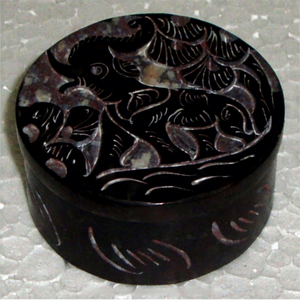 กล่องใส่เครื่องประดับลายดอกไม้ทรงกลมทำจากหินสบู่ สวยงาม ทนทาน ทันสมัย ทำด้วยมือ - Product Image 1