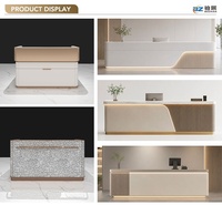 Comptoir d'information en texture rocheuse résistant aux taches avec poignée longue et éclairage LED pour magasin de détail
