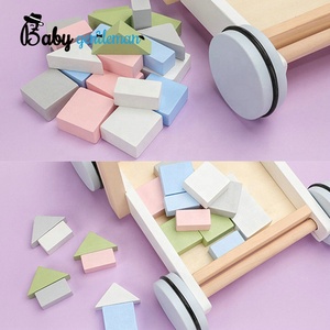 Nuovo arrivo bambini educativi push cart giocattolo girello in legno con blocchi Z13045C - Product Image 2