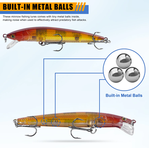 Lot de 8 leurres minnow très demandés – Jerkbait, leurres coulants, leurres durs, crankbaits <span class=keywords><strong>pour</strong></span> <span class=keywords><strong>la</strong></span> pêche à <span class=keywords><strong>la</strong></span> truite, au poisson-chat, au musky et au brochet en rivière - Product Image 2