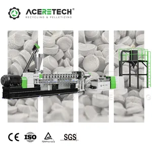 Factory Supplier 800kg/h Waste Plastic PA+ABS Filled With CaCO3 Recycling Twin Screw Extruder Pelletizing Machine ATE52