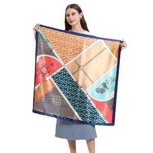 HOSHOM OEM ODM Custom Logo Fashion <strong>Silk</strong> Square Scarves Printing High Quality Women 100% Imitated <strong>Silk</strong> Scarf Bandana