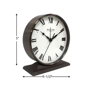 Modern Geometric Aluminium Clock Circular Tabletop Needle Display Desk Quartz Alarm Clock Bedroom Table Clock
