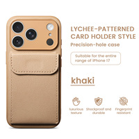 Étui de téléphone en cuir PU Litchi anti-empreintes digitales, antichoc, avec fentes pour cartes, pour 17/16/15/11/12/13/14/13 Pro Max