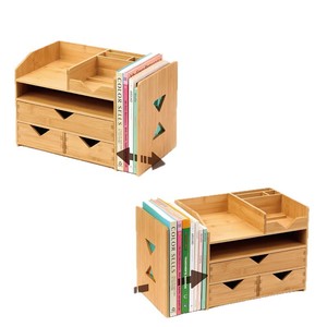 Bamboo Desktop <b>File</b> <b>Organizer</b> 4 Layers Multifunction Storage Rack For Desk Neatening - Product Image 5