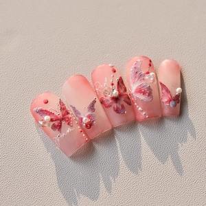 BIN Proveedor de uñas Shell Light Relief Colorful Red Sleeve Butterfly Nail Stickers Bloodshirsty Red Butterfly Cute Nail Stickers - Product Image 3