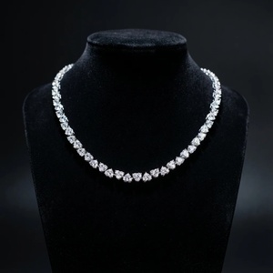 Collier de tennis Cœur inversé, forme de cœur, couleur EF naturelle, certifié GIA, bijoux de luxe pour femme, pour mariage - Product Image 5