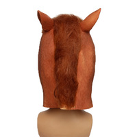 Vente en gros Masque drôle de tête de cheval marron Masque d'animal en latex de caoutchouc d'Halloween pour la fête costumée Masque de tête de cheval