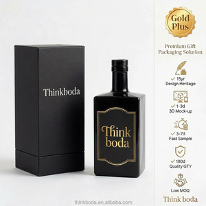 Coffret de rangement carré en obsidienne noire opaque pour flacon de spiritueux 500 ml, pot de stockage d'alcool <span class=keywords><strong>Tequila</strong></span> avec couvercle de base - Product Image 2
