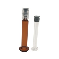 Seringue en verre Luer Lock de 1 ml avec piston en métal doré, embout émoussé et étui magnétique en plastique