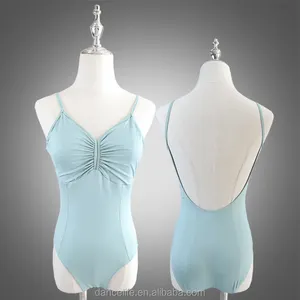 Backless Light Blue meninas adultas básico Nylon ballet camisola collant dança collant