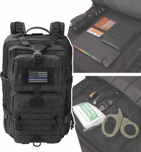 กระเป๋าเป้สะพายหลังยุทธวิธี Spori Denim MOLLE พร้อมซิปปิด ห่วงรูปตัว D ลายธงชาติอเมริกา สำหรับ 3 วัน - สีดำ - Product Image 6