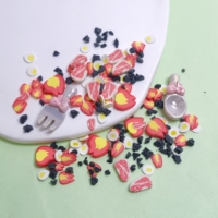 Mélange de confettis et de tranches pour slime DIY et loisirs créatifs, motifs Feu d'artifice, Pêche, Œuf, Résine, Cuillère, Fourchette, Breloques, Argile polymère