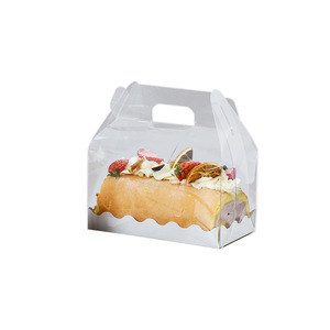 Manufacturer direct sales cake roll packaging box Swiss roll strip packaging transparent handle box pet box