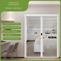 Porte coulissante dissimulée en alliage d'aluminium, design moderne, moustiquaire pliable en maille polyester, rideau anti-moustiques, personnalisable