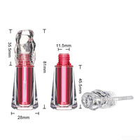 Tube de brillant à lèvres unique avec capuchon en cristal, flacon conique transparent vide pour huile à lèvres avec couvercle irrégulier transparent, emballage personnalisé avec logo