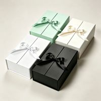 Boîte cadeau pliable en carton laminé avec nœud, boîte d'emballage pour foulard en soie couleur unie - Stock transfrontalier prêt à l'emploi du fabricant