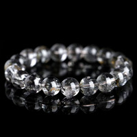 Diskon manik-manik Herkimer hitam alami pemrosesan kristal Herkimer gelang berlian