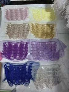 Aplique bordado a mano de 5 capas con cuentas doradas para escote y flecos, para hiyabs, mujeres musulmanas, abayas, Dubái - Product Image 2