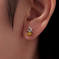 925 Sterling Zilver Leuke Banaan Stud Oorbellen Emaille Geel Fruit Oorbellen voor Vrouwen Meisjes Grappige Emotie Party Geschenken SCE2010