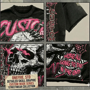 Camiseta con Estampado Gráfico Personalizado, Estilo Vintage, 300GSM, Algodón Grueso, Corte Holgado y Recortado, para Hombre - Product Image 3
