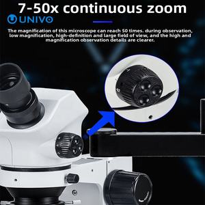 <span class=keywords><strong>Microscope</strong></span> télescopique binoculaire trinoculaire UNIVO 7-50x Full Metal <span class=keywords><strong>Stereo</strong></span> Universal Arm Clamp Mechanical Inspection - Product Image 2