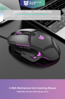SUNSONNY S-M4S Souris de jeu filaire avec capteur A704F, 7200DPI, 4 vitesses réglables, 6 touches programmables, 10M clics pour PC portable