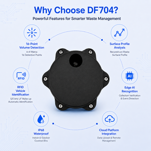 เซ็นเซอร์ตรวจจับปริมาณขยะอัจฉริยะ CNDINGTEK DF704 แบบเลเซอร์ ToF 16 จุด พร้อมระบบตรวจจับปริมาตรด้วยเมทริกซ์ ระบบระบุยานพาหนะด้วย RFID ระดับการป้องกัน IP68 เซ็นเซอร์ <span class=keywords><strong>IoT</strong></span> - Product Image 2