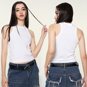 เสื้อกล้ามผู้หญิงคอลเลคชั่นฤดูร้อนใหม่ ผ้าฝ้ายทอคุณภาพสูง ทรงเข้ารูป สไตล์วินเทจ ล้างทำความสะอาดได้ เป็นมิตรต่อสิ่งแวดล้อม คอกลม พิมพ์ลายแบบรีดร้อน - Product Image 3