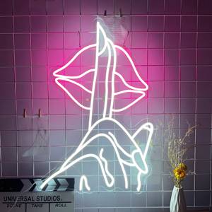 Labbra LED Neon Sign Custom Nail Neon Sign Be Quiet Neon Sign Home Room Party Decor, personalizza Logo acrilico Signer per salone di bellezza - Product Image 2