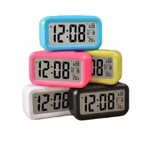 Best Selling Portable 3AAA Battery Digital Alarm Clock Lcd Display Temperature Clocks Snooze Night Light With Date