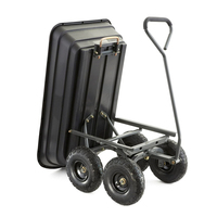 Chariot à outils de jardinage de grande capacité Chariot à benne basculante en poly Mini Dumper avec cadre en acier et pneus pneumatiques de 10 pouces