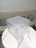 Boîte à gâteau carrée transparente en PET, base blanche, haute, en plastique transparent, emballage pour gâteaux, vente en gros d'usine