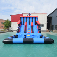 Toboggan aquatique gonflable à double piste sur le thème de TikTok avec piscine pour enfants, idéal pour les fêtes d'été en extérieur et la location commerciale