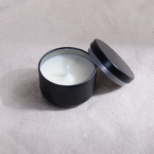 Vela Aromática de 40g en Lata Redonda Negra, Cera de Soja, Decoración para el Hogar, Paquete de Prueba - Product Image 3