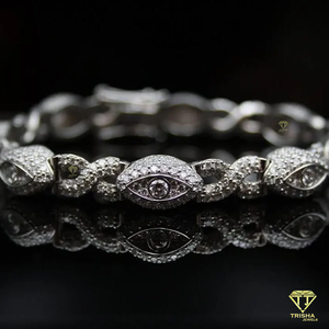 Pulsera de Diamantes de Laboratorio de Lujo con Diseño de Pavé Completamente Cubierto de Piedras y Elegante Acabado en Oro Blanco - Product Image 2