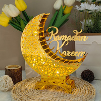 Ornements lumineux acryliques créatifs décoration de vacances islamique or avec décoration de table de fête de lumières LED