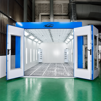 Cabine de peinture automobile RuiBo, fascia bleu, portes doubles, porte latérale pour personnel, sol grillagé, époxy