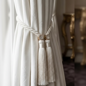 Sujetadores de Cortinas con Borlas, Modernos y Minimalistas, Decoración de Lujo con Cuerda de Algodón - Product Image 1