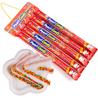 Hete Aanbieding Zure Lange Strip Gummy Candy 18g Gemengde Fruit Smaak Kleurrijke Kraal Zachte Snoepjes 20 Strips Hangende Groothandel OEM
