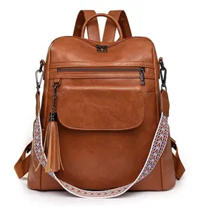 Women Backpack Purse Leather Fashion Tassel Bags High Quality Convertible Shoulder Bag Large Capacity School Backpacks For Girls