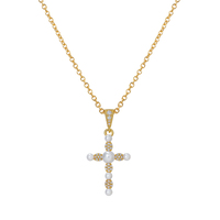 Collier pendentif croix Weiman en zircon cubique et perle de coquillage pour femme, bijoux étincelants