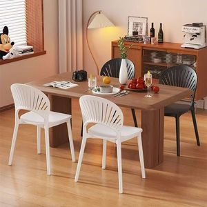 Foreign trade plastic chairs - modern and simple home dining chairs with fan-shaped backrests restaurant hollowed-out trendy le - Product Image 3