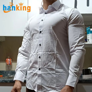 Ehanking da uomo camicia Casual a manica lunga elasticizzata Non in ferro camicia <span class=keywords><strong>maschile</strong></span> tinta unita camicette da lavoro formale - Product Image 5